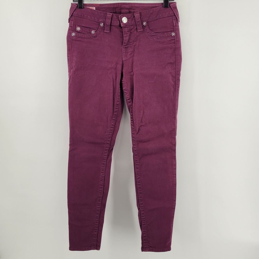 True Religion Halle‎ Super Skinny Jeans 27 Purple Low Rise Womens